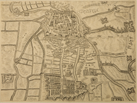 JMD-T-173 Gravure, Topografische kaart stad Groningen; belegering