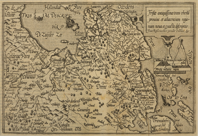 JMD-T-231 Kopergravure, Topografische kaart provincie Groningen, Nederland boven de Rijn