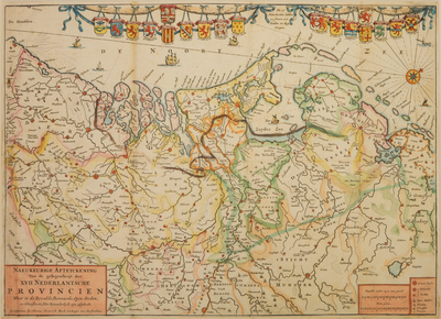 JMD-T-299 Kopergravure, Topografische kaart Nederland, de 17 Provincien.