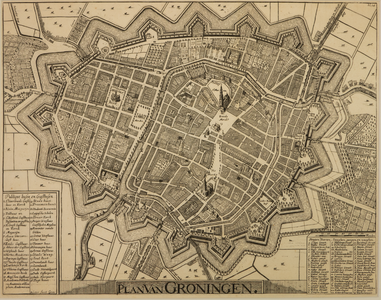 JMD-T-322 Gravure, Topografische kaart stad Groningen