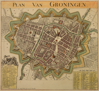 JMD-T-323 Gravure, Topografische kaart stad Groningen