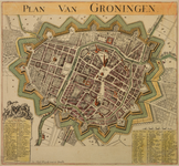 JMD-T-323 Gravure, Topografische kaart stad Groningen
