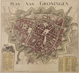 JMD-T-333 Gravure, Topografische kaart stad Groningen