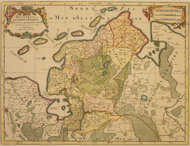 JMD-T-390 Kopergravure, Topografische kaart Oost-Friesland, Embden