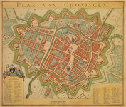JMD-T-423 Gravure, Topografische kaart stad Groningen