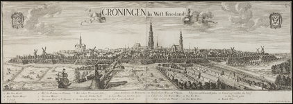 JMD-T-505 Gravure, Topografische kaart stad Groningen; aangezicht