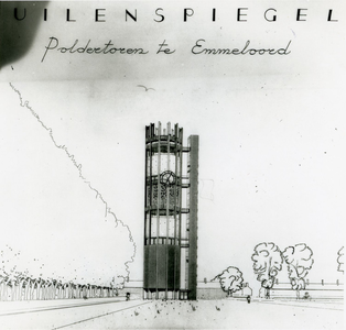 2395 - Het ontwerp voor de Poldertoren genaamd Uilenspiegel van de architecten H. Mieras en B. van Kasteel