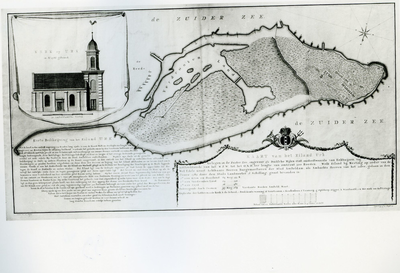 2437 - Kaart van Urk uit 1789 van de hand van stadslandmeter J. Schilling. In de linkerbovenhoek de in 1786 gebouwde kerk
