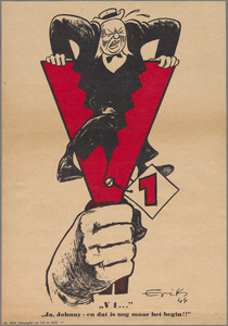 snv008000001 85, Affiche ” V1 ... Ja, Johny - en dat is nog maar het begin !! ”, 1944 aug.