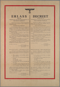 snv008000012 94, Affiche van de Rijkscommissaris voor het bezette Nederlandsche gebied betreffende de afkondiging van ...