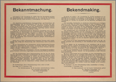 snv008000015 98, Affiche van de Rijkscommissaris voor het bezette Nederlandsche gebied betreffende de arbeidsinzet, ...
