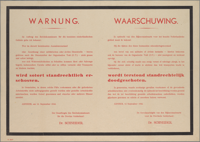 snv008000022 96, Affiche van de gevolmachtigde van de Rijkscommissaris voor de provincie Gelderland betreffende ...