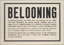 snv008000046 125, Affiche van de Directeur-Generaal van Politie betreffende het uitloven van een beloning van duizend ...