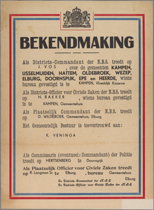 snv008000050 132, Affiche van de Districts-commandant van de Nederlandsche Binnenlandsche Strijdkrachten en de ...