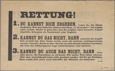 SNV008000051_002 130, Affiche van de geallieerden met een oproep aan Duitse soldaten tot overgave, z.j.