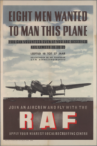 snv008000052 128, Affiche van de Stationery Office van de R.A.F. betreffende een oproep om dienst te nemen op een ...