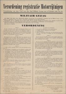 snv008000057 140, Affiche van de Chef van de Staf Militair Gezag betreffende de verordening registratie ...