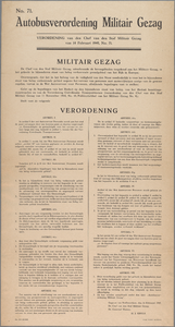 snv008000059 138, Affiche van de Chef van de Staf Militair Gezag betreffende een verordening voor autovervoer van ...