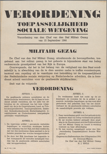 snv008000064 137, Affiche van de Chef van de Staf Militair Gezag betreffende een verordening voor de toepasselijkheid ...