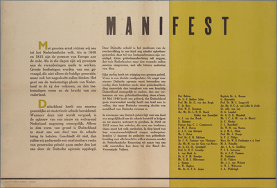 snv008000070 145, Affiche van zevenenveertig bekende Nederlanders betreffende de oproep om steunbetuiging in verband ...