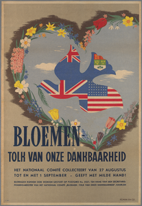 snv008000075 159, Affiche van het Nationaal Comité ” Bloemen-Tolk van onze dankbaarheid ” betreffende een nationale ...