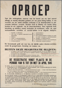 snv008000076 160, Affiche van de Directeur-Generaal van het Rijksarbeidsbureau betreffende een oproep tot registratie ...