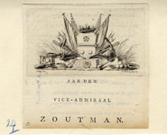 Nr.: GME 624- Een voorstelling van trofee Aan de vice-admiraal Zoutman , afgebeeld is een wapenschild met kroon, met ...