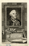 Nr.: GME 655- Diepdruk op papier, met voorstelling van portret de heer Zoutman, met daaronder diverse attributen;