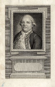 Nr.: GME 771- Portret van Jacob Pieter van Braam, Kapitein ter Zee. Portert in een vierkant met 2 krullen op elk oor. ...