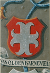 557 - Huwelijksbord, van Oldenbarnevelt met van Hoeclum in 1779, familiewapen van Oldenbarnevelt