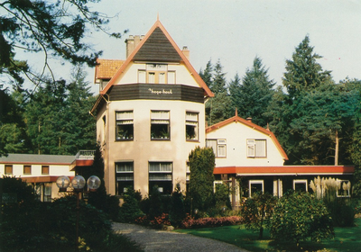 N 8067 - hoog huis met links en rechts aangebouwde delen; op balkon van naam ''t Hoge Houdt'