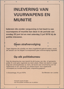 snv008000115 65, Inlevering van vuurwapens en munitie - Geen strafvervolging - Op elk politiebureau, 15-06-1976