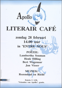 SNV008001382 , literaire culturele kring Apollo: Literair Café: Lambertha Souman, Henk Dilling, Bert Wagenaar en Jan ...
