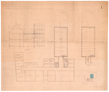 16 2e Adelheidstraat 300: Gebouw voor het Gemeentearchief 's-Gravenhage - plattegrond en doorsnede van voormalig ...