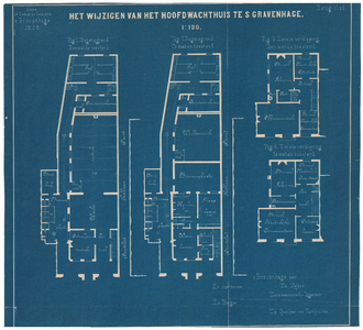 353 Buitenhof 19: Hoofdwachthuis - Het wijzigen van het hoofdwachthuis. Plattegrond begane grond en eerste verdieping., 1900