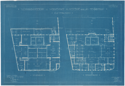 985 Westeinde (later Riviervismarkt 5): Nutsspaarbank - plattegronden kelderplan en begane grond. plan voor de bouw van ...