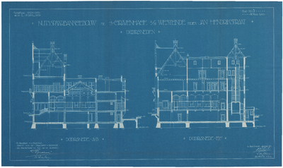 989 Westeinde (later Riviervismarkt 5): Nutsspaarbank - doorsneden. plan voor de bouw van de spaarbank. blad nr. 5., 1917