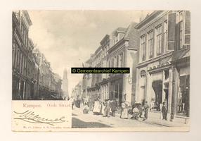 F001259 Oudestraat, gezien ter hoogte van de Blauwehand-steeg, rechts - richting Nieuwe Toren.