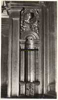 F001527 Detailfoto van het houten interieur in de Schepenzaal van het oude Raadhuis, vervaardigd door stadskistenmaker ...