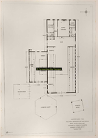 F001055 Kampereiland erf 27, plattegrond van de oud Hollandse boerderij (1722) met hooibergen. Eigenaresse van de ...