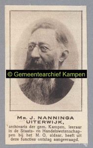 F003070 Mr. J. Nanninga Uitterdijk, Nederlands archivaris, advocaat en procureur. Uitterdijk bezocht het gymnarium in ...