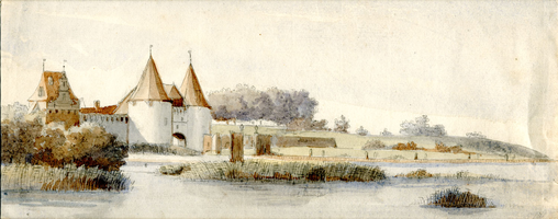 K001666 De Venepoort te Kampen, 27 juni 1763 door J. Swertner.Swertner was een rondreizende Haarlemse kunstenaar en ...