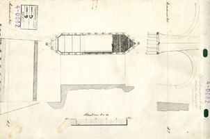 K000158 Bouwtekening van een pijler onder de Cellebroedersbrug over de de stadsgracht de Burgel, bestaande uit opstand, ...