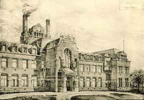 K000190 Vooraanzicht stadsziekenhuis de Engelenbergstichting, uit: de Architect 21e jrg. getekend door W. Kromhout (1916).