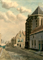 K000115 De Doopsgezinde kerk, ook Anna kapel genoemd op de hoek Groenestraat - Broederweg, aan de overzijde één van de ...