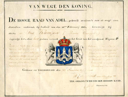 K000516 Afbeelding en beschrijving van het wapen der gemeente Kampen, bevestigd door De Hooge Raad van Adel.