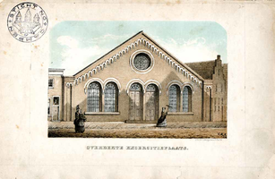 K000575 Straatzijde van de overdekte exercitieplaats aan de Buitennieuwstraat van de Van Heutszkazerne, getekend door ...