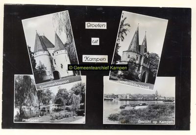 F006521 Verzamelkaart van Kampen met afbeeldingen van Plantsoen tussen Broederweg en Cellebroeksweg, de ...