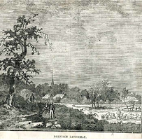 K001639 Drentsch landschap (19e eeuw) rechts onder gesigneerd: G.K. Dorso: Volgens statistieke opgeven bevat Drenthe ...