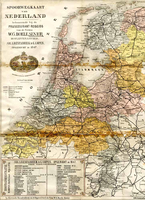 K000355 Spoorwegkaart van Nederland (tussen 1869-1898), behorend bij de Prijscourant - Reisgids van de Firma W.G. Boele ...